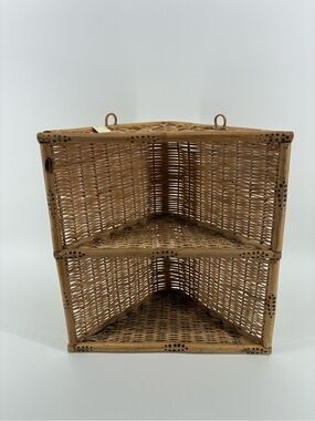 Woven Corner Shelf Unit - Natural Rattan